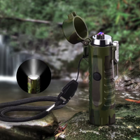 Briquet USB rechargeable double arc moderne pour camping en plein air, longue durée, en alliage de zinc, écologique, étanche et coupe-vent, vente en gros