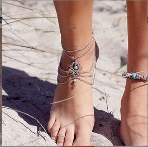 Bracelet de cheville vintage couleur <span class=keywords><strong>argent</strong></span>, <span class=keywords><strong>bijoux</strong></span> de pied, sandales pieds nus, chaîne de cheville pour femmes, Tornozeleira Chaine Cheville <span class=keywords><strong>Bijoux</strong></span> - Product Image 5