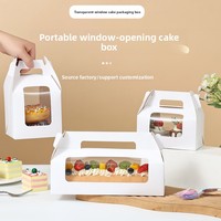 Boîte d'emballage carrée pour gâteau roulé et mousse, boîte à emporter transparente en papier blanc pour gâteau, emballage alimentaire