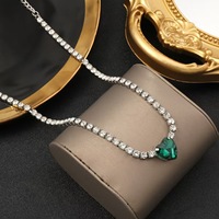 Collier en alliage de zircon émeraude étincelant de luxe, tendance et très vendu, accessoires de robe