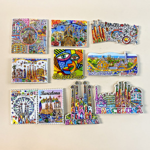 Imán de Resina 3D de Barcelona, España, <span class=keywords><strong>Sagrada</strong></span> <span class=keywords><strong>Familia</strong></span>, Parque Gueill, Mosaico Artístico, Recuerdo de Viaje, Decoración para Refrigerador, Regalo - Product Image 4