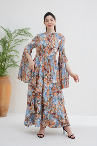 <span class=keywords><strong>Robe</strong></span> <span class=keywords><strong>longue</strong></span> plissée florale <span class=keywords><strong>bohème</strong></span> pour femme, à manches longues, décontractée et élégante, idéale pour la plage ou le bureau, pour les marchés <span class=keywords><strong>de</strong></span> l'UE, des États-Unis et du Moyen-Orient - Product Image 3
