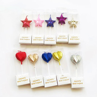 Bougie d'anniversaire en forme de diamant, cœur, étoile, bougies d'anniversaire créatives 3D, décoration de pâtisserie, étoile mignonne pour la décoration de fête d'enfants