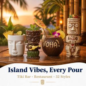<span class=keywords><strong>Tasse</strong></span> Tiki Hawaïenne en Céramique 600ml – Design Crâne Totem Tropical – Verre Classique pour Bar à Domicile et Fêtes - Product Image 3