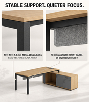 Poste de travail de bureau intégré avec armoire de rangement, pieds en métal, tiroir verrouillable, 1800 mm, 2000 mm, 2200 mm, mobilier de bureau