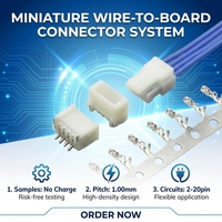 Connecteur PCB de puissance à pas de 1,0 mm, résistance à la tension 50 V CA, faible résistance de contact, PA66 PA9T Laiton KR1005, fil-carte