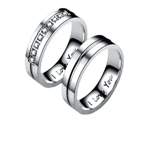 Wholesale Classic I LOVE YOU Gold Plated Rings Statement Wedding Alliance Stainless Steel Couple Rings Engagement Jewelry