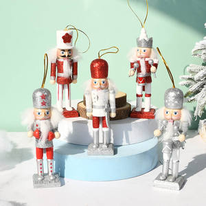 Ensemble de 5 marionnettes de Noël en bois de style européen, écologiques, de couleur rose brillant, de 13 cm, en forme de <span class=keywords><strong>casse</strong></span>-<span class=keywords><strong>noisette</strong></span>, ornements de Noël - Product Image 4