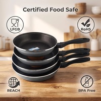 Wajan Penggorengan Anti Lengket Baja Karbon Gagang Bakelite 20-28cm Bulat untuk Kompor Gas Induksi Peralatan Masak Dapur