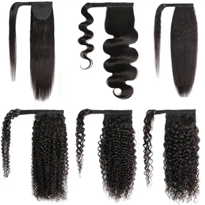 Extensions <span class=keywords><strong>de</strong></span> <span class=keywords><strong>queue</strong></span> <span class=keywords><strong>de</strong></span> <span class=keywords><strong>cheval</strong></span> en cheveux humains naturels noirs brésiliens, longues, ondulées, à enrouler - Product Image 6