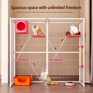 Vente en gros de cages d'élevage de luxe pour chats de plusieurs tailles <span class=keywords><strong>Cage</strong></span> de clôture pour animaux de compagnie avec roues en acier inoxydable et lapin à 3 couches - Product Image 2