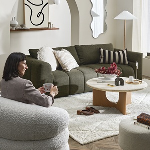 أرجل بلاستيكية قماشية فاخرة ومريحة قابلة للتحويل للعيش في المنزل بتصميم عصري من مقعدين - Product Image 2