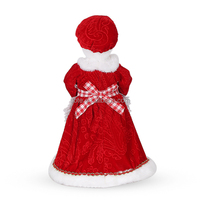 Cuisine Mme Père Noël Poupée Figurines De Noël Jouet Tablier À Carreaux 45CM Grand-Mère Rouge Debout Chef Mme Claus pour La Décoration De La Cuisine