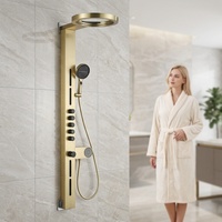 Colonne de douche LED multifonctionnelle à cascade avec mitigeur et robinet en céramique, ensemble de douche de salle de bain à effet pluie pour hôtels