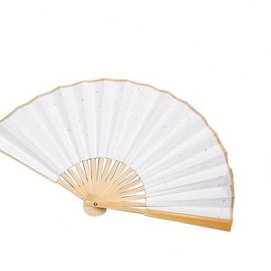 Abanico Plegable de Papel Personalizado 2026 con Marco de Bambú y Papel de Arroz Blanco, Regalo Promocional para Bodas y Fiestas - Product Image 2