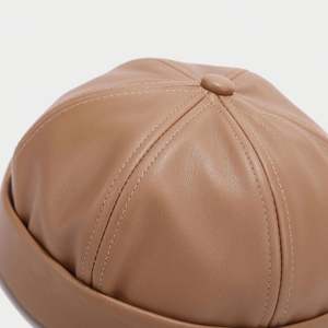 New Solid Color PU Leather Blank Docker Hat Men Women Fashion Simple Retro Autumn Winter <b>Brimless</b> Sports <b>Caps</b> - Product Image 3