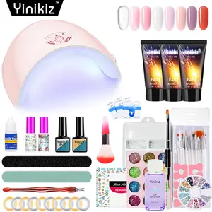 Poly Nails Gel Kit With Uv Lamp 3*30ml Colors Acrylic Gels Set Soak Off Quick Nail Extension Brush Supplies Salon Poligel OEM