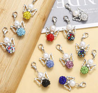 Porte-clés ange gardien tendance avec perles de strass colorées scintillantes, fausse perle et pendentif aile, décoration de sac à main, cadeaux de Saint-Valentin
