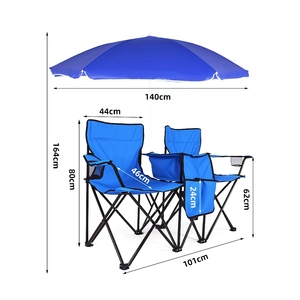 Silla de Playa Plegable Doble E-RIKE para 2 Personas, Silla de Playa Plegable Extra Grande con Toldo Grande - Product Image 2