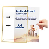Support de Présentation de Table en Acrylique Haute Transparence en Forme de L avec Bordure Dorée Modèle Vertical 501 – Présentoir de Bureau Style Européen