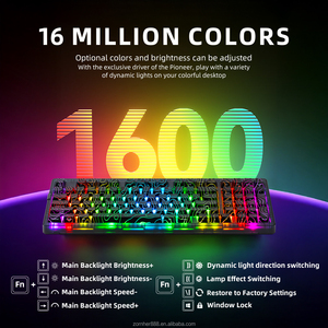 <span class=keywords><strong>Clavier</strong></span> mécanique <span class=keywords><strong>silencieux</strong></span> Zornher ZH980, touches PBT topographiques noires, rétroéclairage RVB, ergonomique, sans fil, trois modes, pour PC - Product Image 3