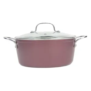Colorful Dinnerware Nonstick Aluminum Pan Casserole Dutch Oven With Double Side Handle Glass Lid