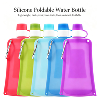 Bouteille d'eau pliable en silicone de 500 ml, anti-fuite, portable, sac à boisson pliable pour les voyages, le camping et la randonnée