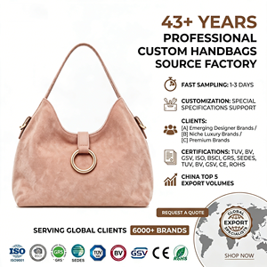 <span class=keywords><strong>Bolso</strong></span> de Hombro Tipo Hobo de Lujo para Mujer, en Gamuza <span class=keywords><strong>Rosa</strong></span> <span class=keywords><strong>Empolvado</strong></span>, con Herrajes Dorados, Personalizable con Logotipo de Fábrica - Product Image 1