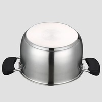 Casseroles veloutées en acier inoxydable, 6 Pots à soupe à Induction robustes avec couvercle en verre et casseroles à fond triple couche