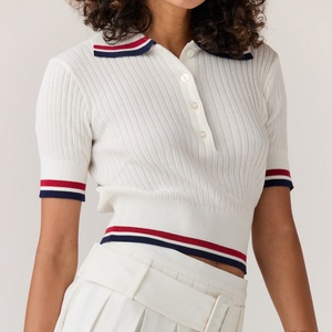 Camisetas Polo de Tenis para Mujer, Personalizadas con Logotipo, Estilo Patchwork, Transpirables, de Algodón, con Mangas Cortas, para Golf y Pickleball - Product Image 1