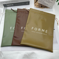 Sacs en cuir PU avec cordon de serrage, logo personnalisé imprimé, pour cheveux, extensions de cheveux, perruques, cadeaux, artisanat, emballage de flacons de parfum