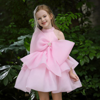 Robes pour filles 2026 – Nouvelle collection été : Robe de princesse rose avec grands nœuds et pompons pour fêtes
