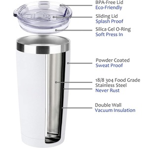 Vaso Térmico de Acero Inoxidable de Doble Pared con Aislamiento de 20 oz, Personalizado con Logotipo, para Bebidas Calientes y Frías, Sublimable - Product Image 2
