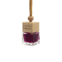 Diffuseurs de parfum pour voiture 8 ml vides, à suspendre, pour huiles essentielles, en verre avec couvercle en bois et emballage en boîte, sculpture offerte