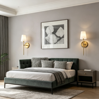 Appliques murales classiques artisanales en tissu, éclairage décoratif d'intérieur, lampe murale en laiton pour chevet, salle de bain, entrée, étanche