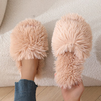 Nouvelles Pantoufles d'Intérieur d'Été Mode Femme à Bout Ouvert 2024, en Peluche Chaude et Moelleuse, Antidérapantes pour Automne Hiver