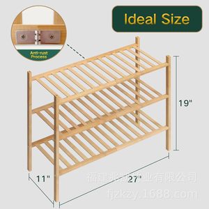 Bamboo <b>Shoe</b> Rack Multi Layer <b>Storage</b> Freestanding Space Saving For Home Entrance Dormitory Bathroom <b>Shelf</b> - Product Image 3