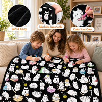 Nouvelle Couverture à Colorier DIY Chat Mignon Préféré, Couverture à Colorier Chat Noir avec Marqueurs pour Activité Créative Familiale à Domicile, Cadeau