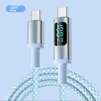 Cable PD de carga rápida Dual tipo C de 100W, chaqueta de nailon, datos de visualización para Apple 15, iPad, portátil, compatible con auriculares 5A para cámaras