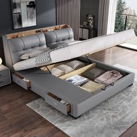 Neues Design Luxus Modernes Design Bett garnitur Möbel Schlafzimmer Doppelbett rahmen mit USB-Anschluss Passwort Box Aufbewahrung Kingsize-Bett