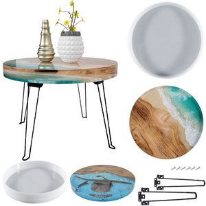INTODIY 24 Zoll große runde Fluss tisch Silikon form Schreib brett Couch tisch Ornament form mit Haarnadel Klapp beine - Product Image 1
