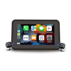 Reproductor Multimedia Inalámbrico Portátil con Pantalla Táctil BT de 5 Pulgadas para Motocicleta y Automóvil, DVR para Automóvil a Prueba de Agua con Cámaras Duales - Product Image 1