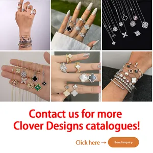 Dylam Manufacturer 5A CZ S925 Silver Jewelry Set Onyx Emerald Link Chain Bracelet Femme 4 Leaf Clover Bracelets Women Man
