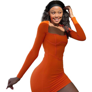 Abito Sexy alla Moda Stile Europeo e Americano per Autunno e Inverno, Canotta con Bretelle e Maniche Corte in Poliestere e Spandex per Donna - Product Image 5