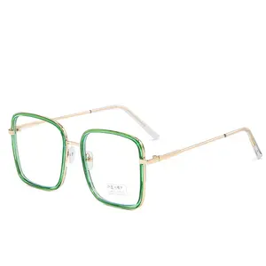 ブランドデザインブルーライトブロッキングメガネフレーム特大コンピューターアイウェアフレーム女性用男性スクエア光学メガネ眼鏡