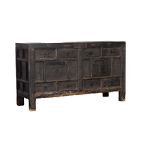 Buffet de buffet en bois massif 10 tiroirs recyclé noir vintage rustique antique chinois