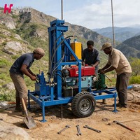 Foreuse mobile diesel sur remorque pour puits d'eau, machine de forage hydraulique facile à utiliser pour l'approvisionnement en eau des villages