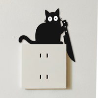 Chat noir avec couteau taille personnalisable Halloween garniture de porte en bois toutes sortes de coins signe porte coin décor écologique