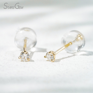 Pendientes de Diamantes de Laboratorio Sueltos con Corte Redondo DEF VS de 0.05CT 0.1CT, Pendientes de Oro Sólido de 10K - Product Image 1