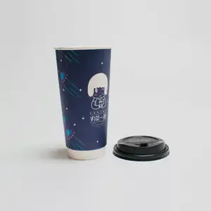 Biodegradable 22oz Tazas de café tapa de vaso de papel